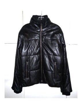 DIRK BIKKEMBERGS Leather Puffer Jacket Black L – Italian Designer
